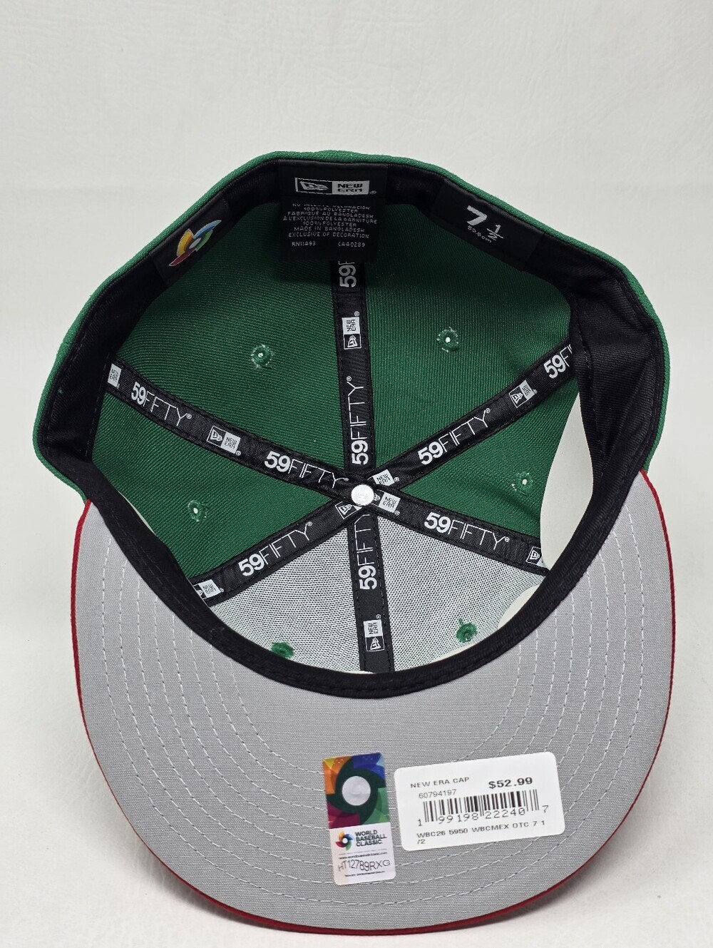 New Era 59Fifty Mexico Fitted Hat Size 7 1/2 Green Red WBC 2026 Baseball New - Picture 7 of 10